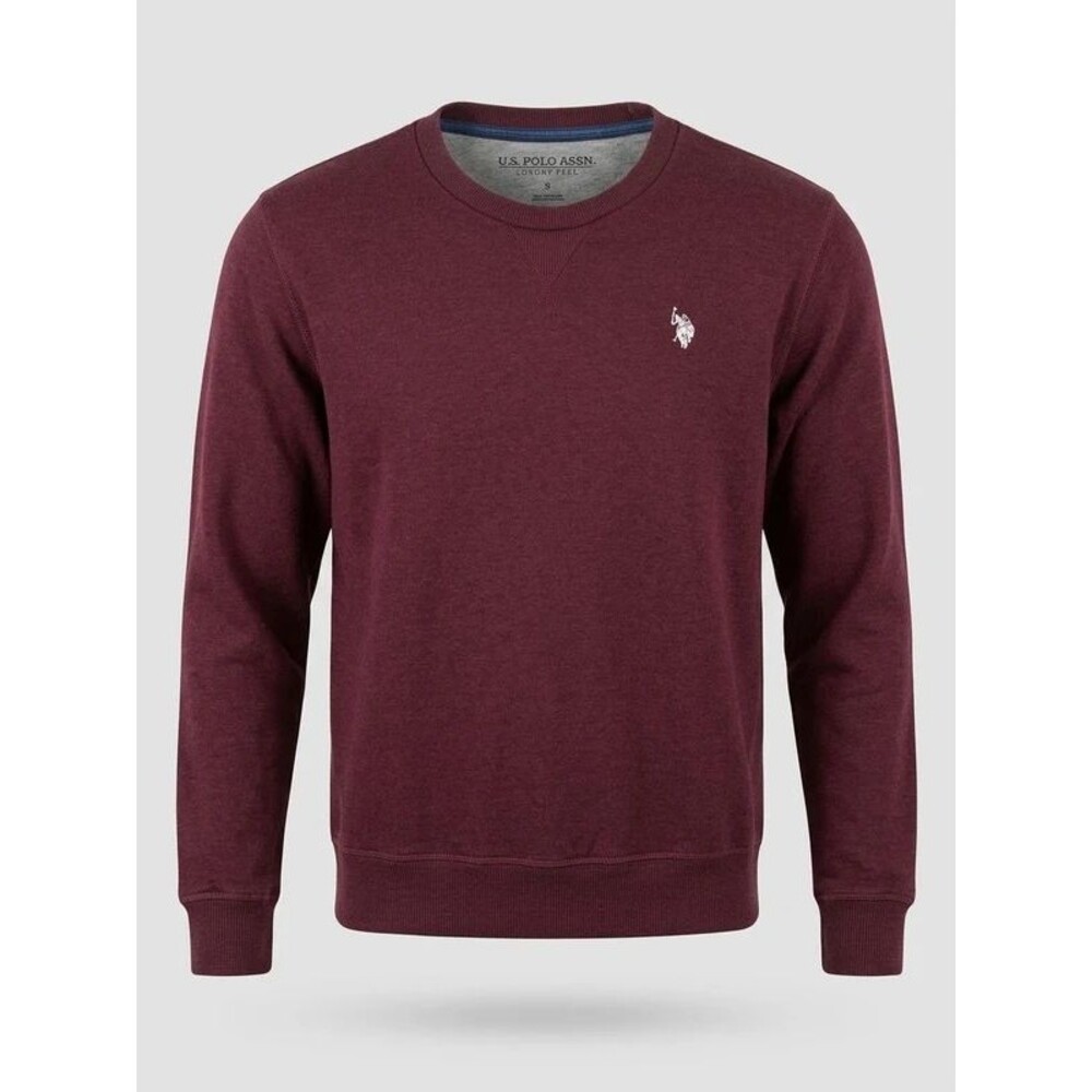 US Polo Men Crewneck Sweatshirt Burgundy Luxury Feel Fleece Pullover Size S